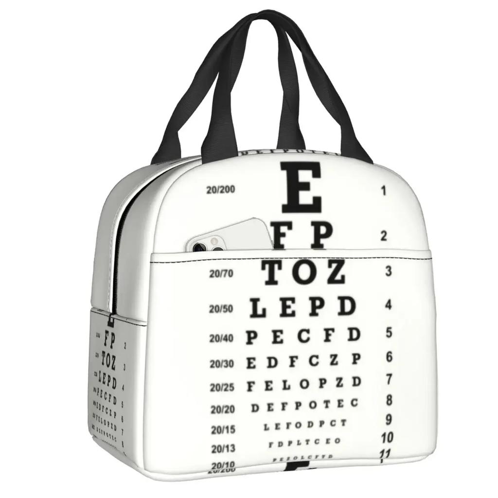 Eye Exam Insulated Lunch Bags for Women Kids Caring for The Eyes Optometrist Optician Portable Thermal Cooler Bento Box School