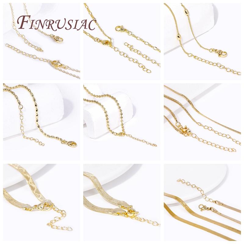 18K Gold Plated Brass Metal Oval Shape Thin Chains Necklace For Jewelry Making Supplies DIY Accessories