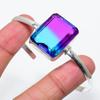 Bi-Color Tourmaline Gemstone 925 Sterling Silver Cuff Bangle Adjustable h7W16