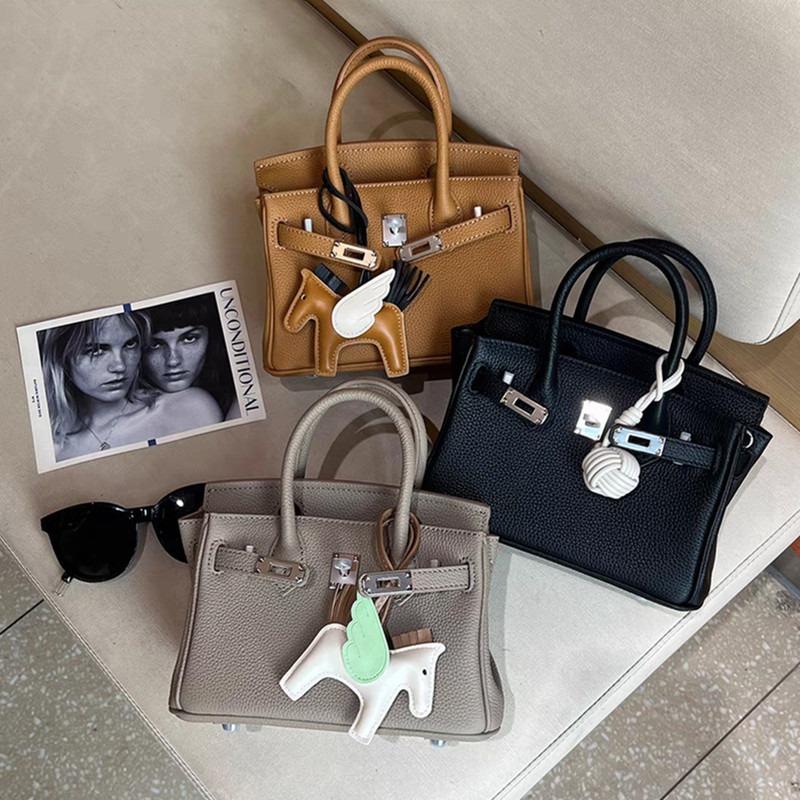 Lychee pattern platinum bag mini leather handbag large capacity bag women's new trendy fashion shoulder bag