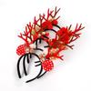 Brown Adorable Reindeer Antlers Headband With Red Pom Poms For Christmas Parties