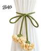 Fashionable Curtain Straps Flower Tiebacks, Handmade Boho Holder Tie Elegant Accessories Backs, Decorative Rope Ties for Bedroom, Window, Drapery