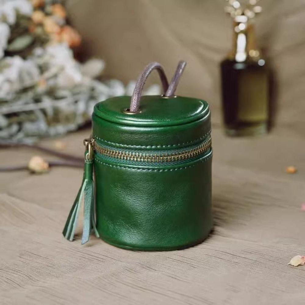 

Casual PU Leather Coin Purse Multi-Functional Waterproof Mini Bucket Key Pouch Earphones Storage Crossbody Bag зелёный