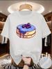 Sweet And Trendy Minimalist Commuting Cake Design With Printed Short Sleeves Summer Youth Fashion Versatile Tshirt