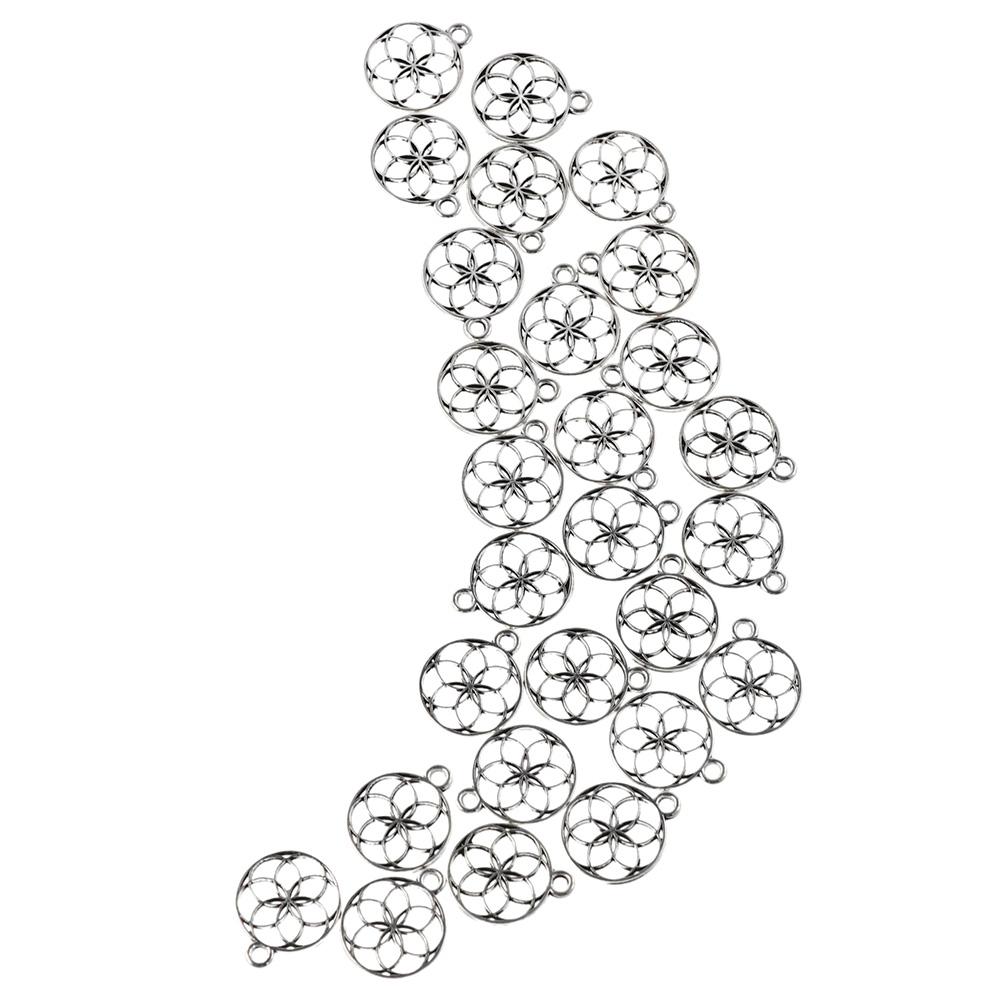 

80 шт. антикварное серебро антикварный серебряный сплав 0,67*0,55 дюйма полые плоские круглые браслеты с цветком