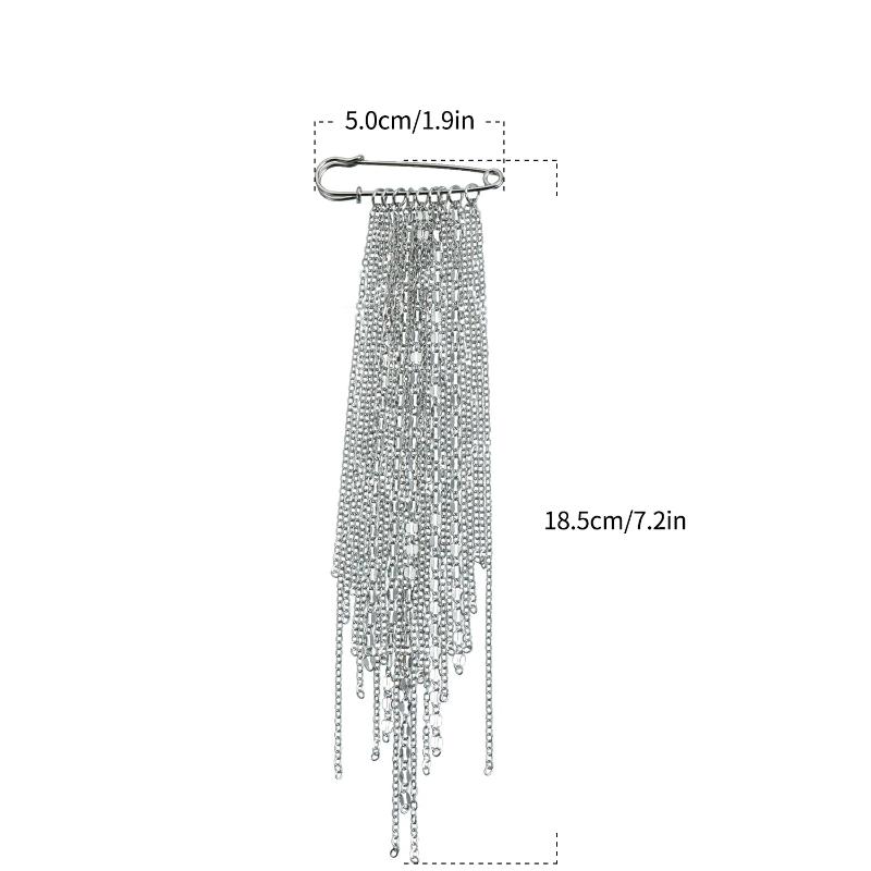 Módní přehnaný kovový řetízek s třásněmi Špendlík Brož pro ženy Nový cool Ozdoba na oblek Košili Pevný jehlový příslušenství Šperky