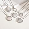 Silver Color Love Heart Photo Frame Pendant Necklace for Women Delicate Floral Oval Heart Locket Pendant  Family Love Collar