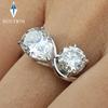 3cttw Pear & Round Cut Moissanite Ring for Women Two Stone Toi Et Moi Wave Shape Engagement Wedding Bands  CopperJewelry