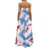 Damen Tie-Dye Maxikleid Ärmellos Spaghettiträger Lässig Lockerer Schnitt Lang Sommer-Sonnenkleid Mit Taschen Für Frühling Und Sommer