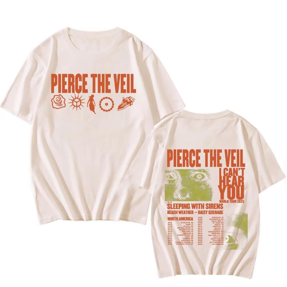 Pierce The Veil I Can’t Hear You World Tour T-shirts Two Sides Unisex TShirts Men Women's Music Tees Punk Tops