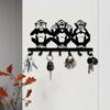 1 PC Charming Three Monkeys Metal Wall Art With Key Hooks - Effortless Installation, Perfect For Hanging Jackets, Hats
