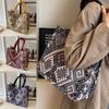 Versatile Ethnic Style Tote Bag Large Capacity Retro Handbag Organizer Canvas Casual Women's Shoulder Bag Female