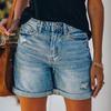 Jeans-Shorts für Damen, hoch taillierte, zerrissene Distressed-Denim-Shorts, dehnbare Sommer-Freizeitshorts mit Taschen