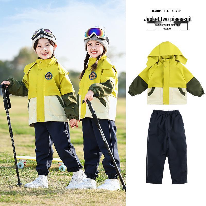 

Academy Style Fleece-Lined Three-Piece Windbreaker Set for Autumn & Winter - Primary School & Kindergarten Uniform 100cm