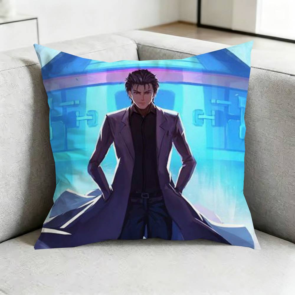 Steins GGate Anime Pillow Case Square DoubleSided Sofa Cushion Cover Bedroom Bedside Pillow Gift