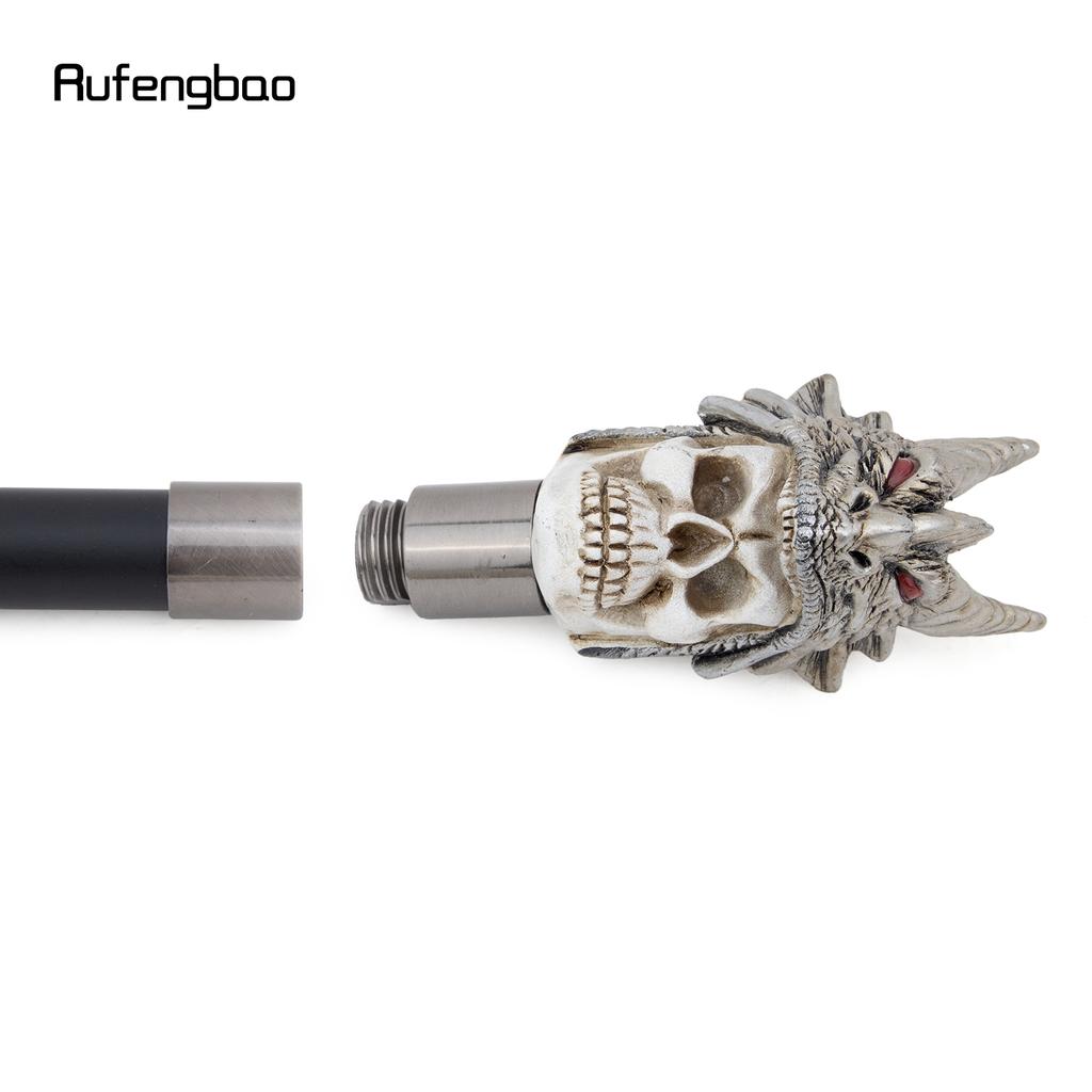 Silver Resin Skull Dragon Head Walking Cane Fashion Decorative Steel Stick Gentleman Elegant Cosplay Cane Knob Crosier 94cm