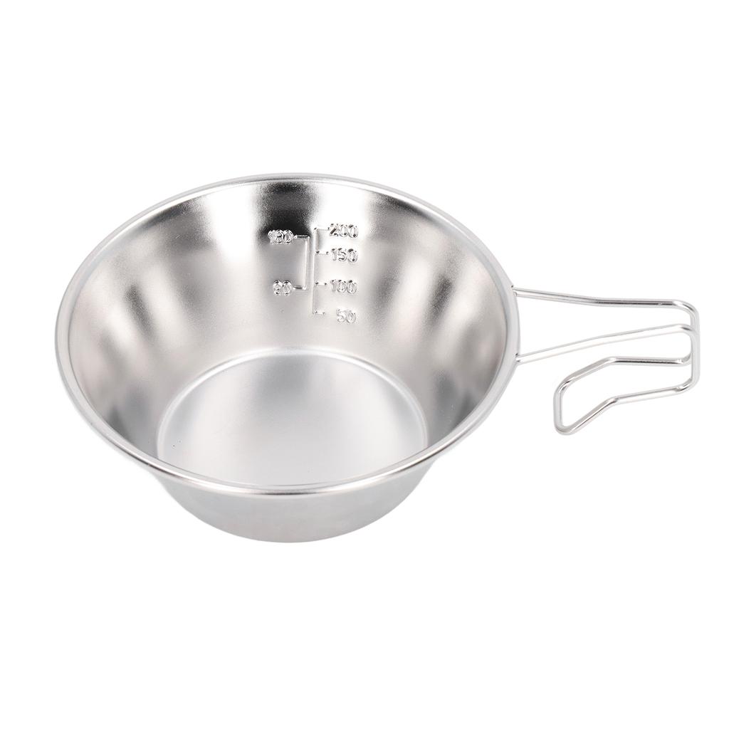 Camping Cup Bowl 304 Stainless Steel Backpacking Coffee Mug with Fixed Handle for Outdoor Picnic