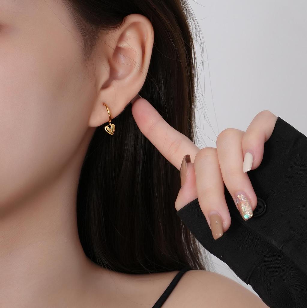 Sterling Silver Glossy Heart-Shaped Earring Backs for Women - Simple Layered Design