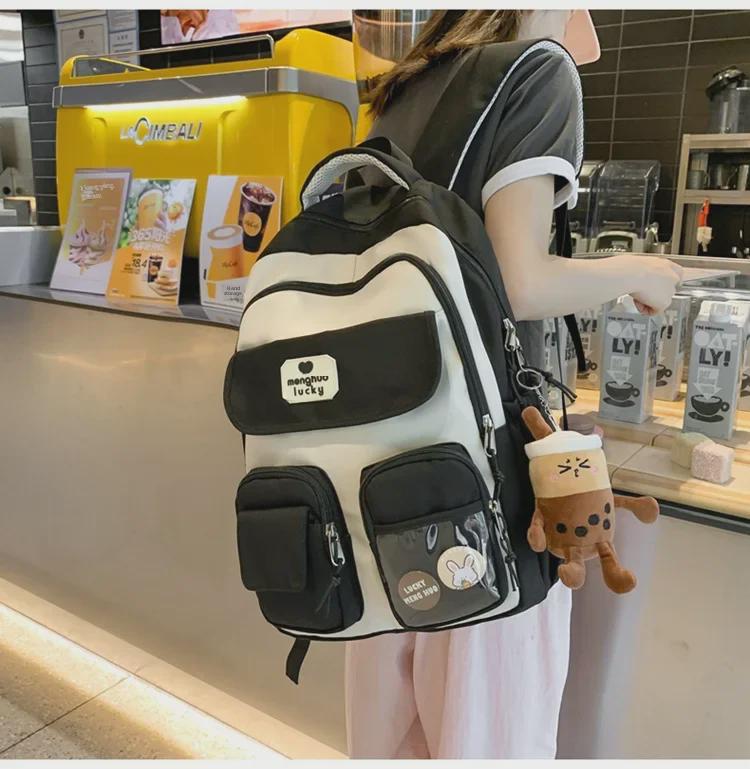 Stylish Large-Capacity Korean School Backpack for Girls with Durable Wide Shoulder Straps