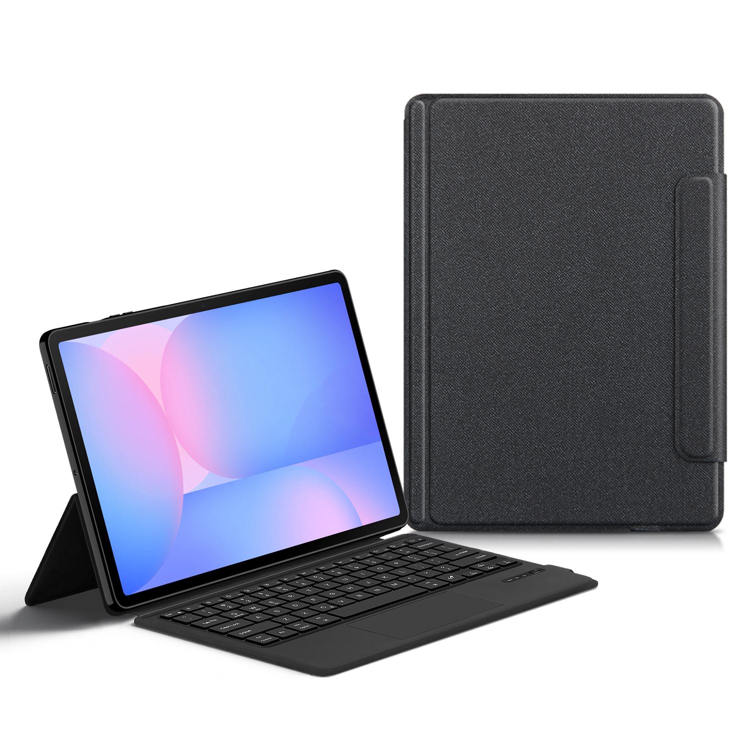 

For Samsung Galaxy Tab S10 FE+ Leather Case+Touchpad Bluetooth-Compatible Keyboard with Backlit A