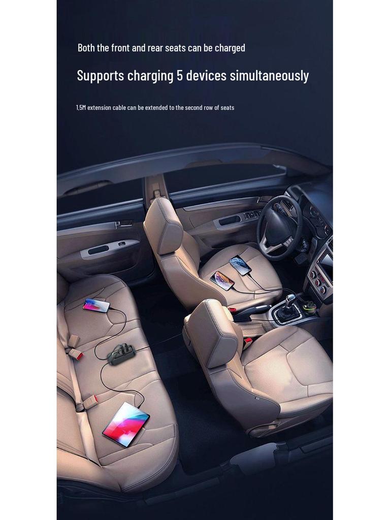 Super Fast Multifunctional Rear Seat Car Charger with PD Multi-Port Cable