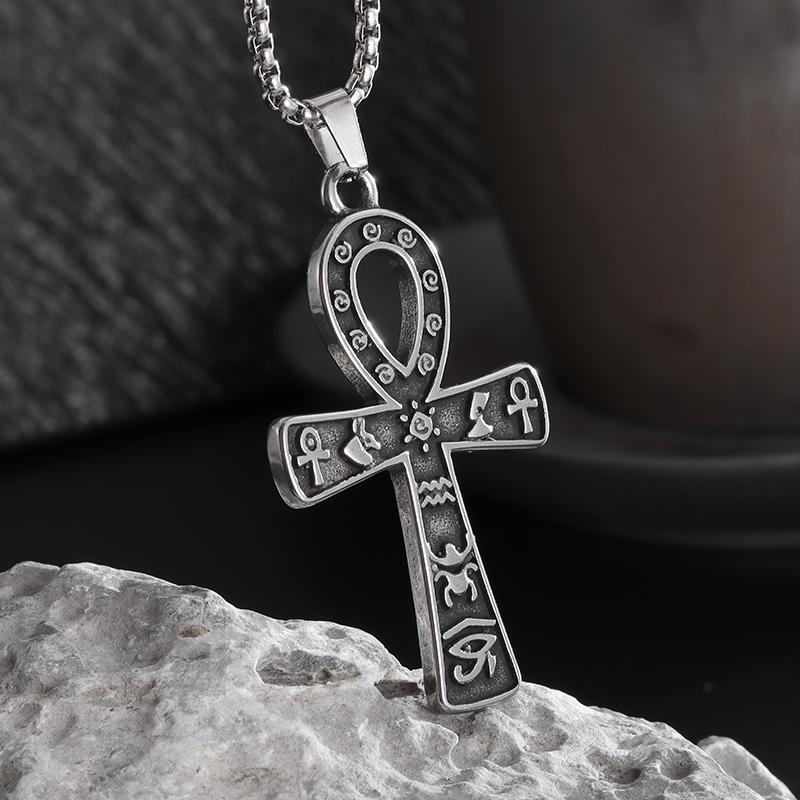 Collana Pendente Totem Ankh Occhio di Horus in Acciaio Inossidabile Antico Egizio Adatta per Uomini e Donne Amuleti alla Moda Regalo