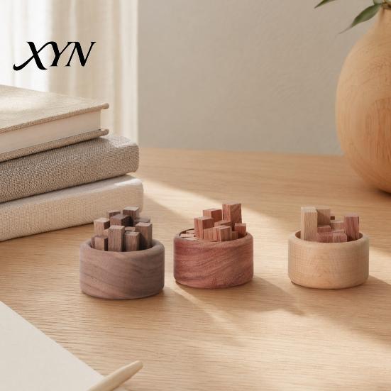 Safe Fireless Fragrance Diffuser Wooden Essential Oil Diffuser, Beech Wood Aromatherapy Micro-landscape Small Round for Home Offices Cars Yoga
