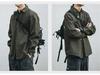 Men's Japanese Retro Long Sleeve Work Shirt - Korean Style Trendy Loose Fit with Pocket