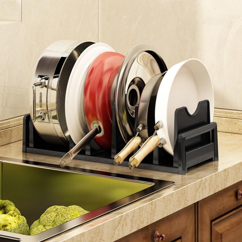 Kitchen Pot Lid Holder Cookingware Organizer Cutting Board Pot Cover Pan Holder Cabinet Pantry Sink Accessories Bowls Dish Rack
