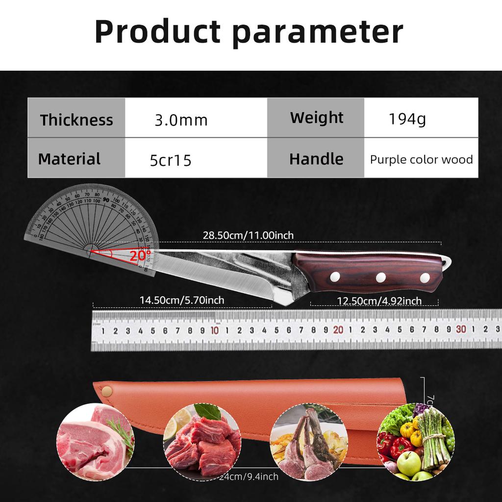 5 inch Boning Knife Kitchen Fishing Fillet Knives Butcher Cleaver 5Cr15Mov Stainless Steel Forged Knife With Holster