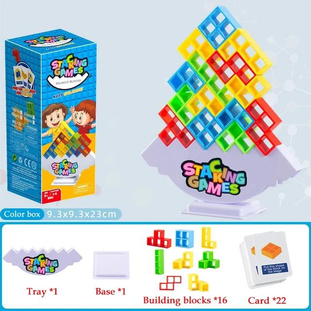 

64PCS Tetra Tower Fun Balance Stacking Building Blocks Board Game for Kids Adults Friends Team Dorm Family Game Night and Partie