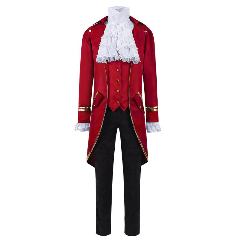 Manteau queue-de-pie médiéval 2022 avec bordure dorée pour Halloween