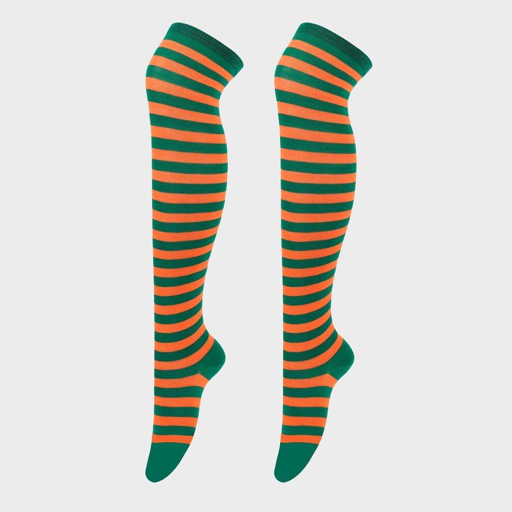 Calcetines Rayados de Colores que Absorben el Sudor Calcetines Largos Rayados Estilo Japonés Calcetines Hasta la Rodilla Navidad
