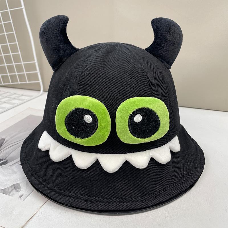 New Cartoon Cute Funny Horns Little Monster Bucket Hat Spring and Summer Outdoor Outing Student Versatile Basin Hat