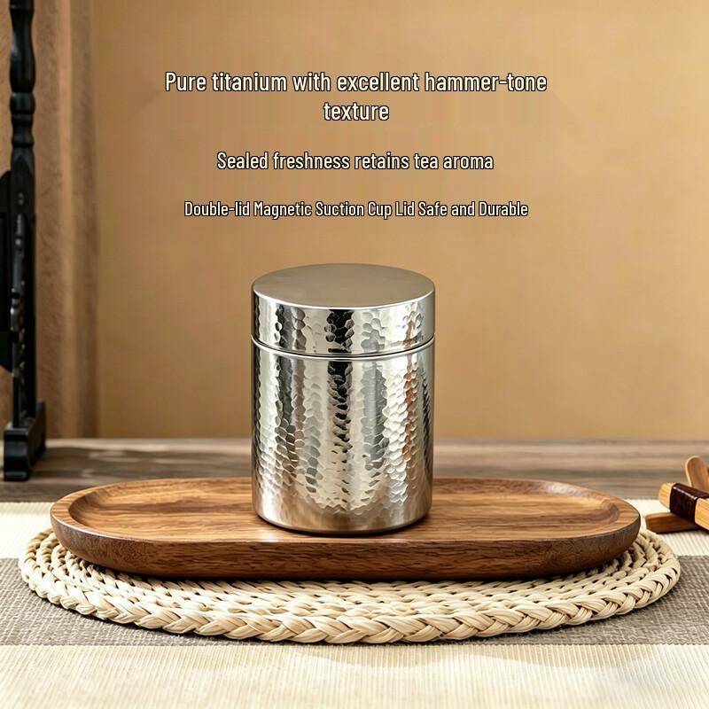 Chaxun Pure Titanium Hammered Tea Caddy with Magnetic Lid