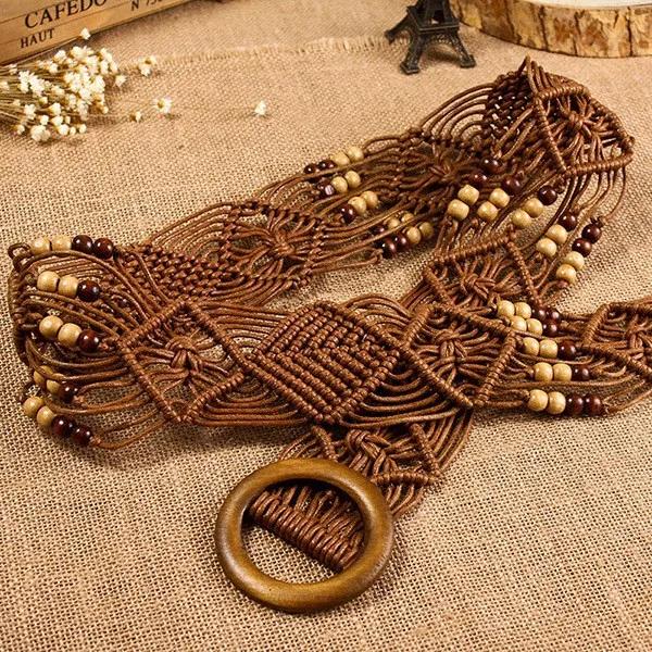 Creative Waxed Twine Belts Fashionable Ethnic Style Knotting Belts Woman Wind Coat Woolen Cloth Accessories