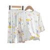 Girls' Modal Summer Pajama Set: Lightweight, Seven-Sleeve Baby Lounge Wear for Air Conditioning.