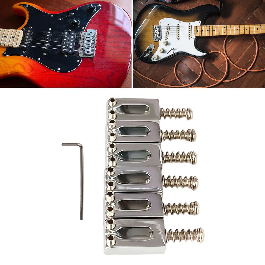 6Pcs Zinc Alloy Bridge Saddles Replacement Tremolo Bridge Saddles Roller Bridge Saddles for Electric Guitar Part