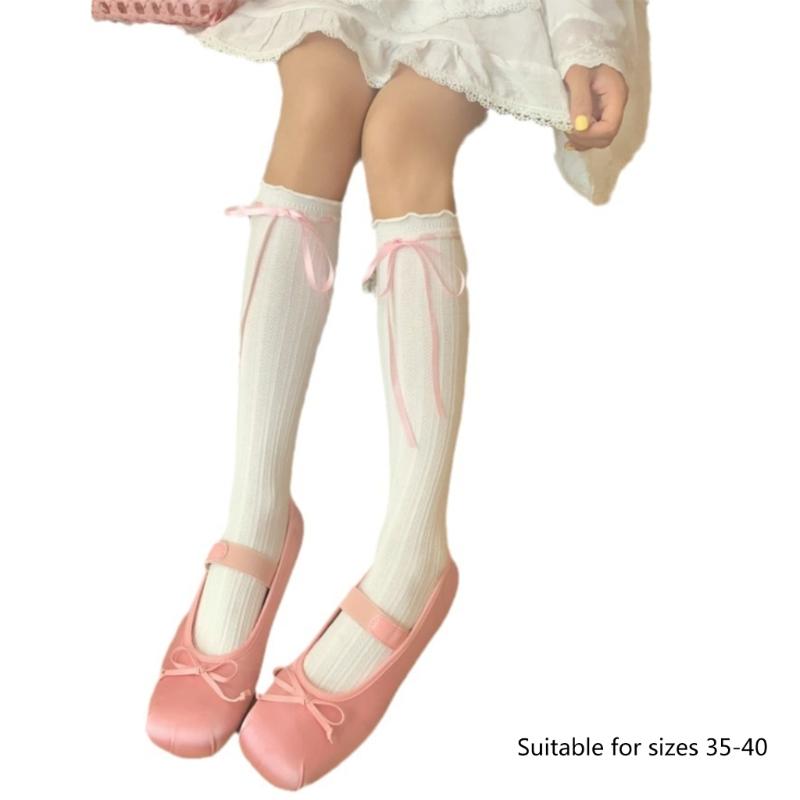 1 Pair Lace Ruffle Style Socks Long Socks Girls Breathable Cute Lolitas Socks Sexy Cotton Womens Autumn Thin Calf Socks