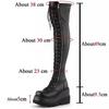 Botas de Otoño e Invierno para Mujer con Suela Gruesa de 9,5 cm y Tacones Inclinados Botas por Encima de la Rodilla Botas Oscuras y Elegantes Talla Grande 35-43