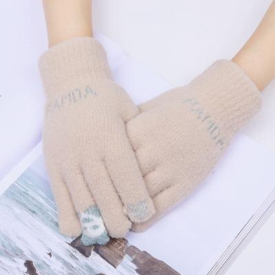 Gloves Female Winter Cute Cartoon New Plush Knitted Plush Student Thermal Gloves