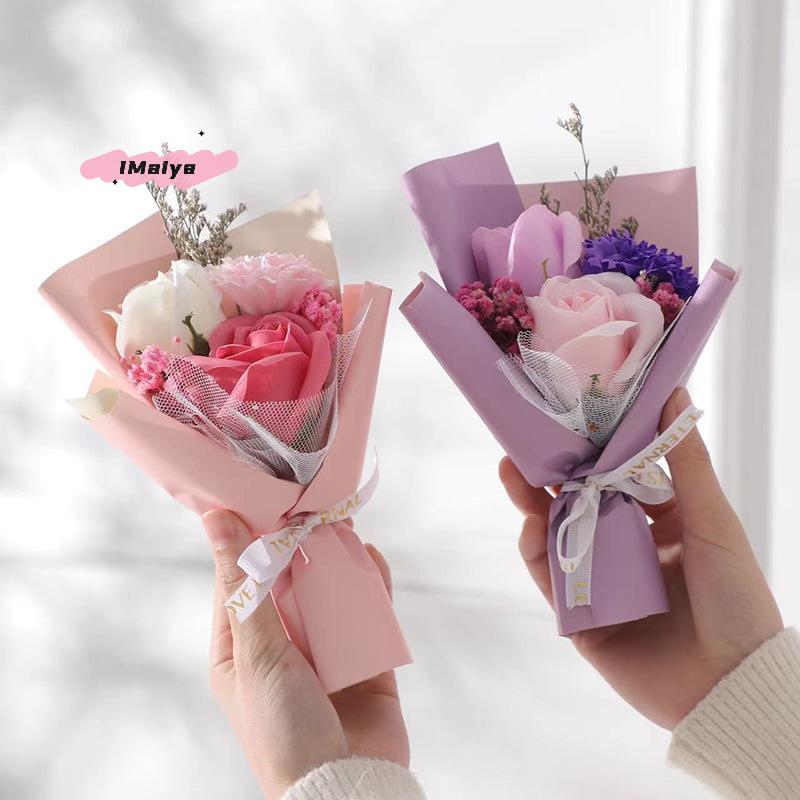M-Artificial Mini Soap Flower Bouquet Fake Plants Simulation Rose Flower Valentine's Day, Mother's Day Party Gifts Decoration