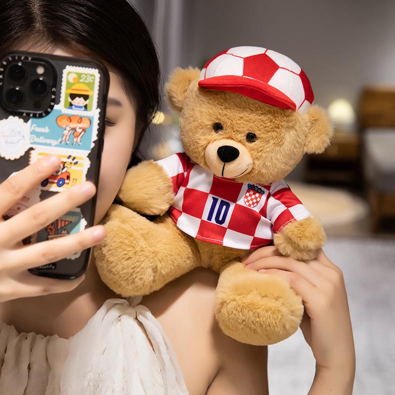 New Cute Teddy Bear Plush Soccer Basketball Doll Jersey Bear Doll Men and Women Pillow Gift Doll