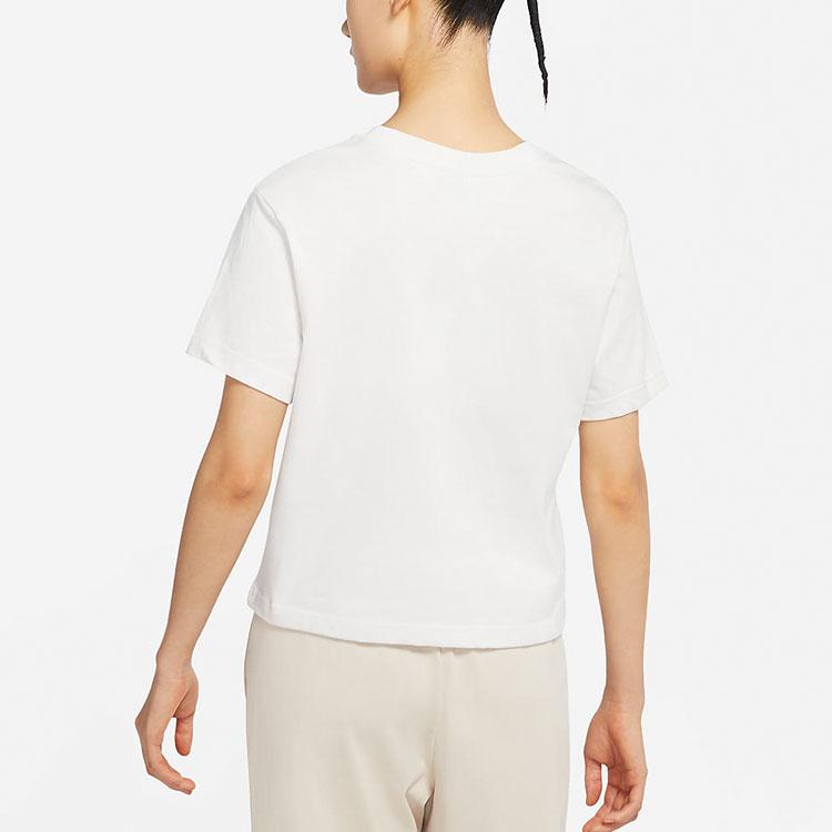 Nike Sportswear Swoosh Logo Printed Crew Neck Vintage Short Sleeve T-Shirt Women T-Shirt Phantom-Grey White DV9118-030