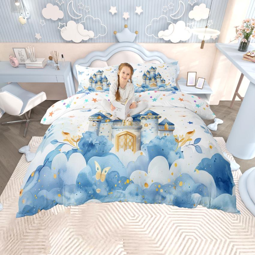 Homewish Set Copripiumino Unicorno Elfo Magico Set Copripiumino Mondo Fiabesco Onirico Set Letto Arcobaleno Colorato Per Bambine