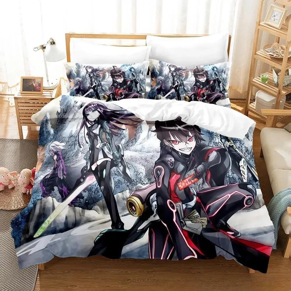 Twin Star Exorcists Bedding Set Cartoon Anime Three-piece Set Adult Kid Bedroom Duvet Cover Sets 3D Print Kawaii Girl Literie