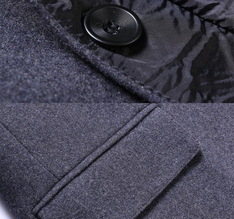 2023 Winter Men's Mid-Length Turn-Down Collar Wool Blend Overcoat: Middle-Aged Business Casual.