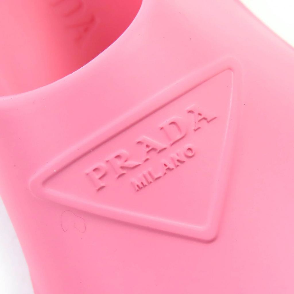 Pristine PRADA Slip-on Triangle Logo Rubber Sandals and Mules Pink 36 1S811M Used