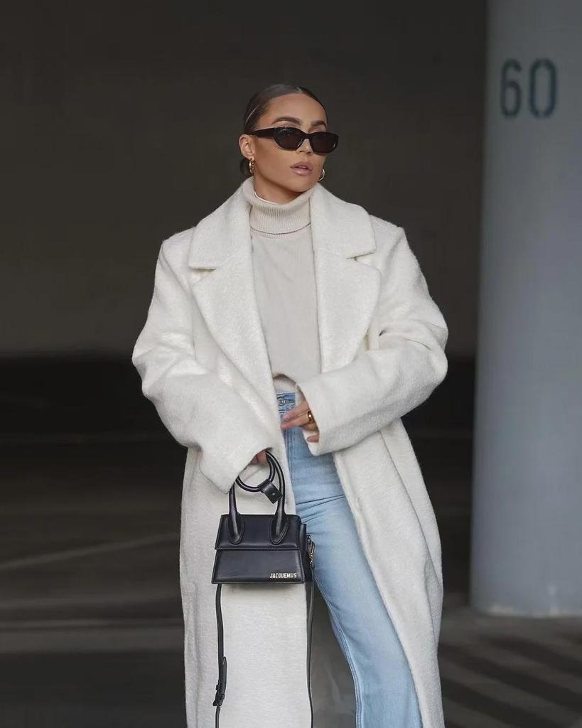 2025 Europäische und amerikanische Damen-Plüsch-Langarm-Reversjacke für Herbst/Winter