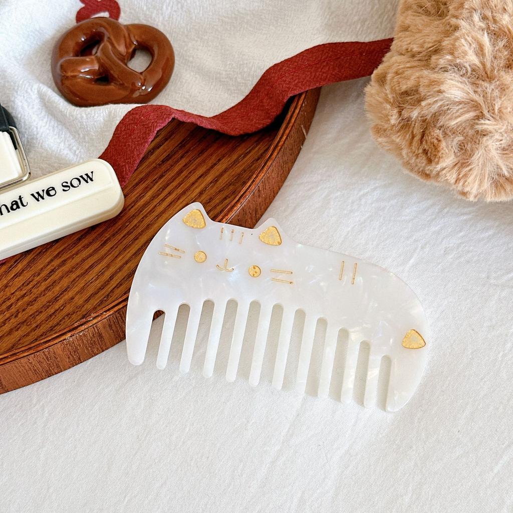 Korean Acetic Acid Wide Tooth Hair Comb Retro Cute Cat Comb Portable Wash Leopard Print Anti-static Kids Children Hair Comb